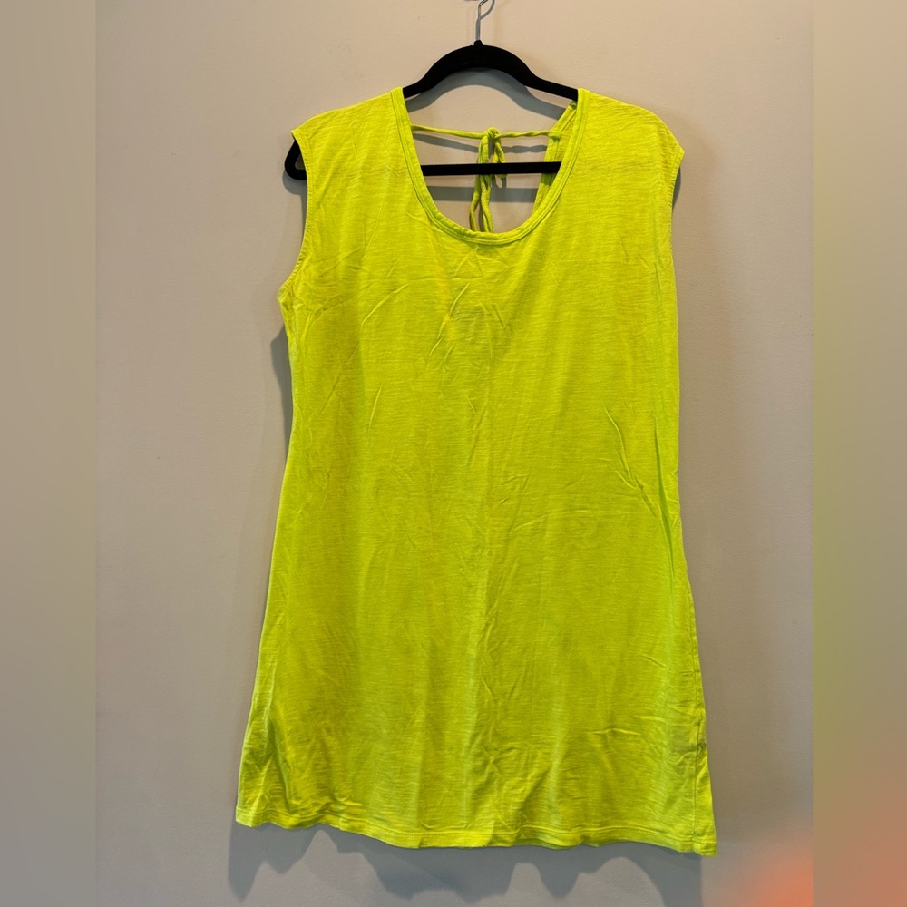 Express sleeveless coverup, chartreuse with tie across the upper back
